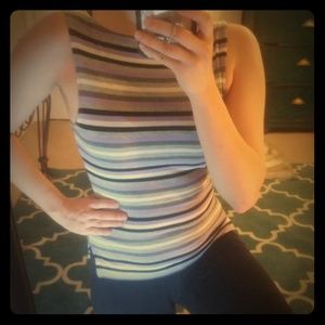 Purple Stripey Fitted Tank Top
